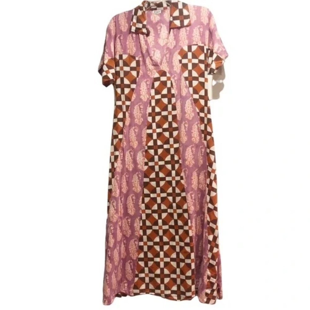 Gimaguas Caftan Kaftan loose Maxi Dress 100% cotton print purple boho